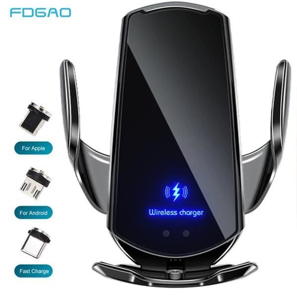 Auto Chargeur de voiture sans fil 15W Charge Rapide 360° Rotation Support De Voiture pour iPhone 14 13 12 11 XS Samsung S21 20 10 S9