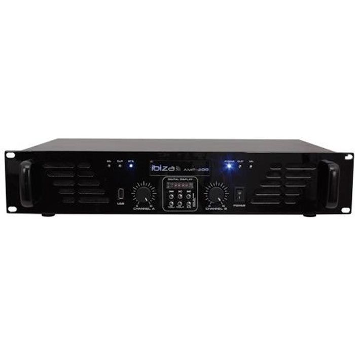 IBIZA SOUND AMP300USB-BT Amplificateur de sonorisation avec Bluetooth USB - 2 x 240W - Noir