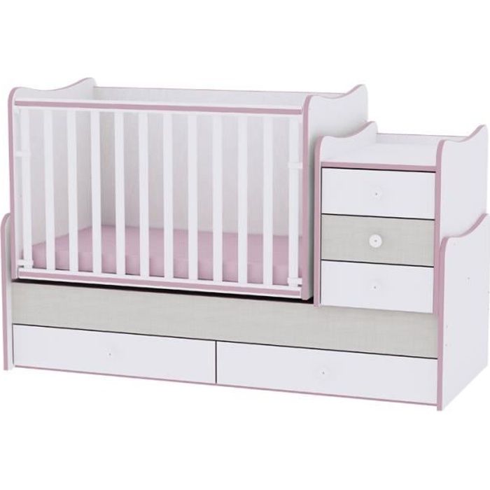 Lit bébé évolutif MAXI PLUS 3en1 Lorelli Beige/Rose
