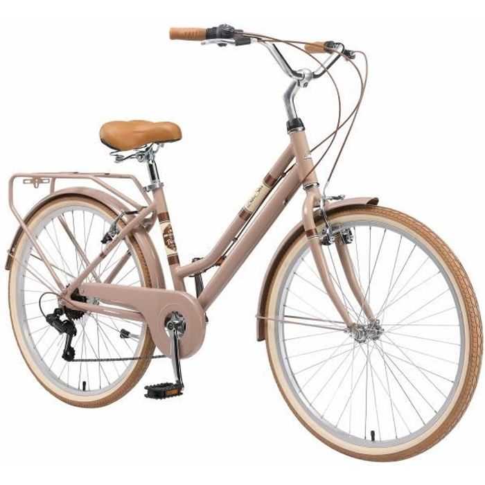 BIKESTAR - VTC Vélo de ville - 26- pouces - 7 vitesse Shimano - Vélo urbain pour femmes - Vélo de Confort Retro - Marron