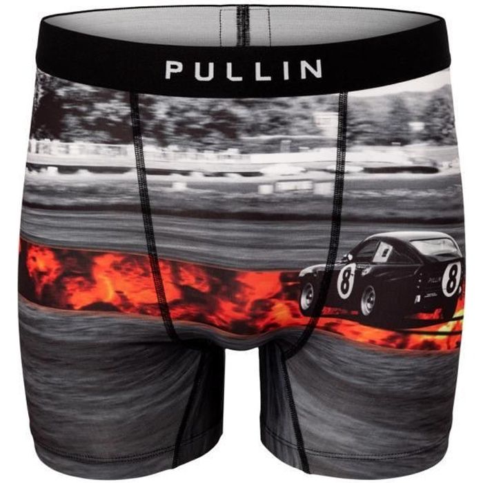 PULL IN Boxer Long Homme Microfibre LAVACAR Gris Rouge