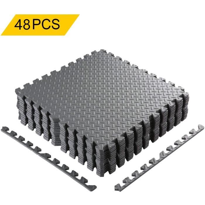 48 PCS Tapis en Mousse Souple Tapis de Sol emboîtables en Mousse EVA Fitness Gymnastique 60cm x 60cm