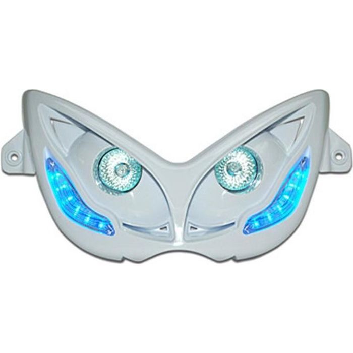 PHARES DOUBLE OPTIQUE REPLAY RR8 POUR MBK 50 NITRO 1997>2012-YAMAHA 50 AEROX 1997>2012 BLANC A