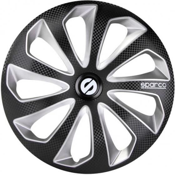 Sparco Enjoliveurs Sicilia 16 pouces ABS noir / argent lot de 4