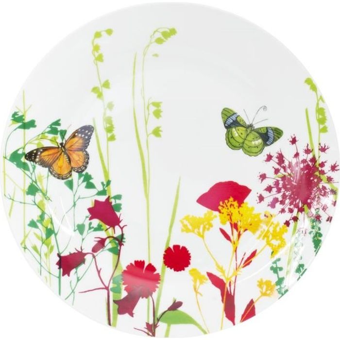 ASSIETTE PLATE 26 CM TUTTI FIORI PORCELAINE (LOT DE 6) NEURE NEUTRE
