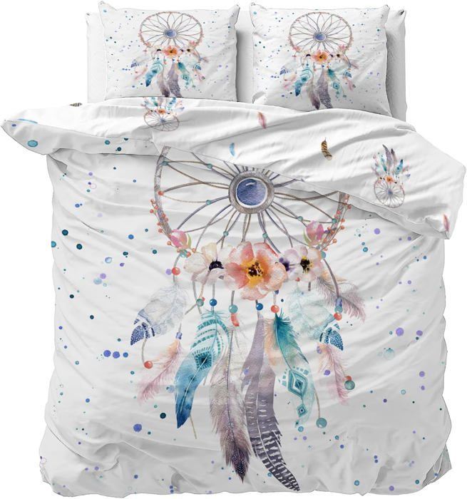 Housse De Couette 160x200 Attrape-Rêves - Parure De Lit Enfant/Adulte En Microfibre Douce - Motif Bohème