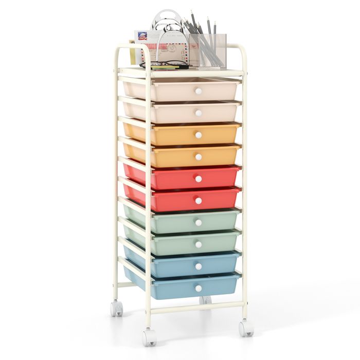 Chariot De Rangement 12 Tiroirs GOPLUS Avec Roulettes - 64x38x75 Cm, Noir, Pour Bureau Ou Maison