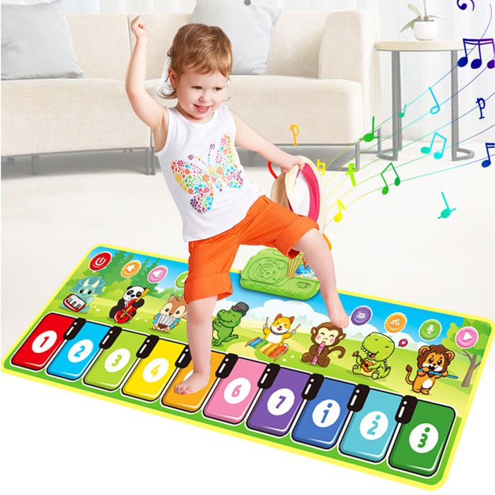 Jouet Bebe 1 An Gaethra - Tapis Musical Bébé 2 En 1 Piano Et Batterie - Jouet D'éveil 1 An Et Plus - Cadeau Anniversaire Tapis Musical Bébé 2 En 1 Piano Batterie