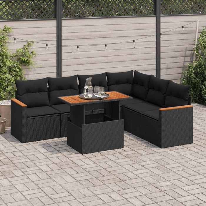 vidaXL Salon de jardin 7 pièces Résine tressée