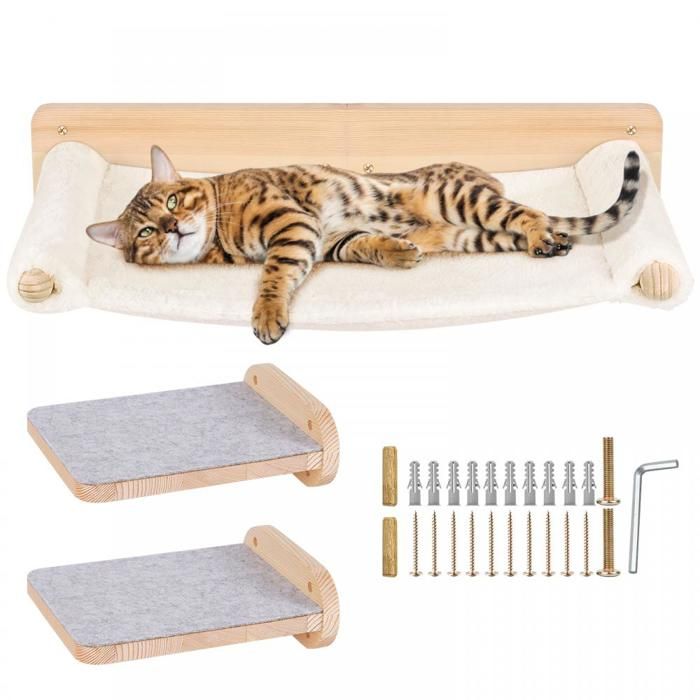 Comparer les prix de SUPFINE Arbre À Chat Kit Descalade Pour Chat Lit Pour Chat Avec Escalier Mural Hamac Planche À Gratter