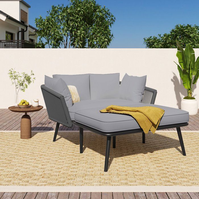 Chaise longue dextérieur - Canapé lounge - Résine tressée gris - Coussin 10 cm lavable - Structure acier galvanisé