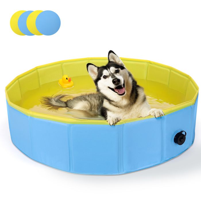 Comparer les prix de Nobleza - Piscine pour Chien Rigide Bassin Chien Baignoire Pliable pour Petit et Grande Chien Chat 160*30cm Bleu & Jaune
