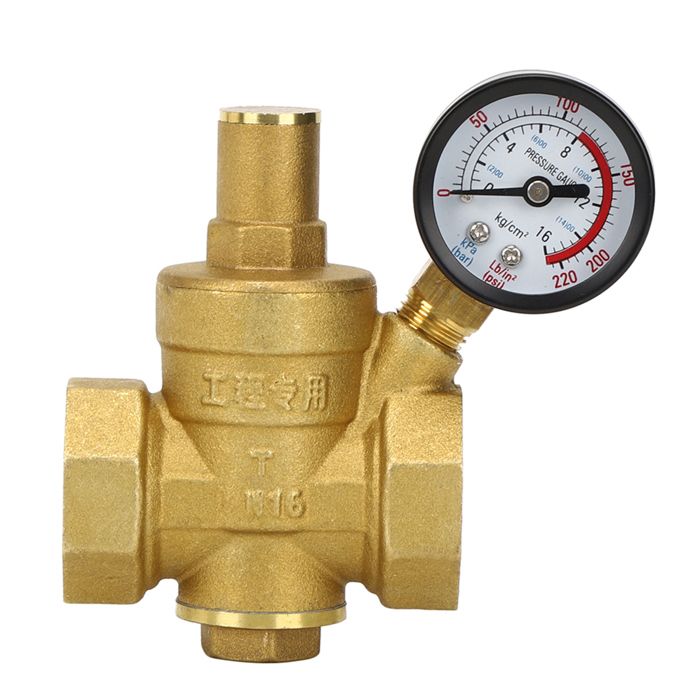 Réducteur De Pression D'eau Réglable En Laiton 3/4" DN20 PN1.6 Avec Manomètre - Neuf
