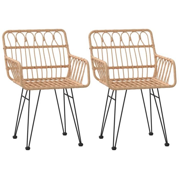 (SOLDES JUILLET)Chaises de jardin 2 PCS - UU - Scandinave Fauteuil salon - accoudoir 56x64x80 cm Résine tressée FR1319426
