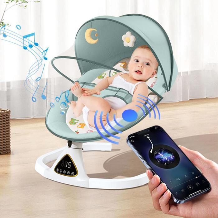 Balancelle électrique pour bébé chaise à bascule électrique 5 vitesses 3 minuteries Bluetooth convient aux bébés de 0 à 18