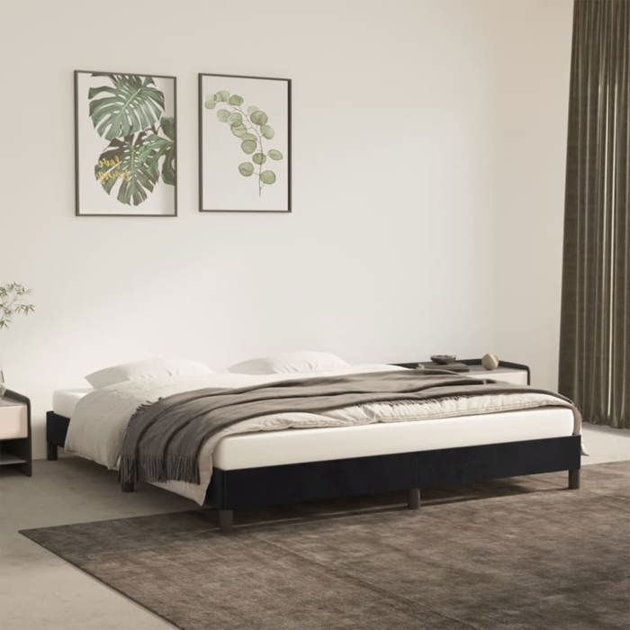 LEMON*Structure de lit - 2 Personnes lit dappoint noir 180x200 cm velours SOLOMON5737 Août