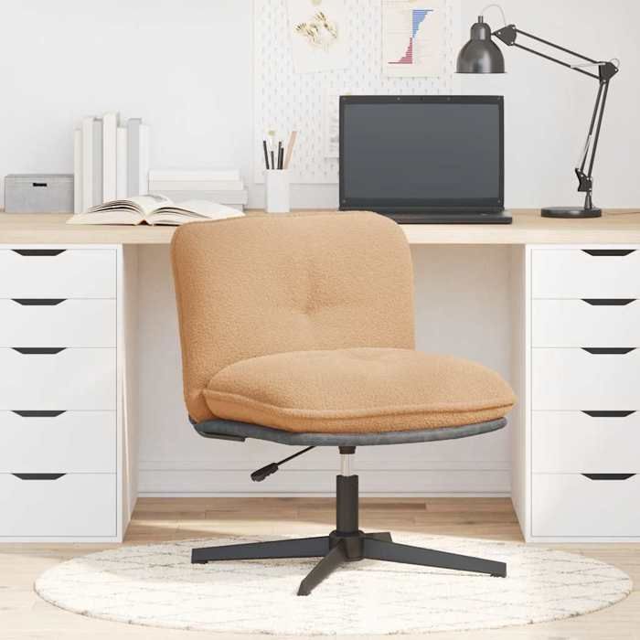 CHIC Chaise pivotante de bureau beige bouclé comme de la laine tissu - 67x72x(83 - 93) cm 320930 S11