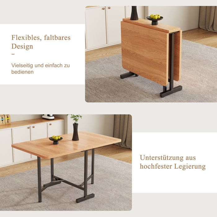 Table à manger extensible 120x80 cm table pliable et rangée style minimaliste moderne Table salle a manger en alliage haute