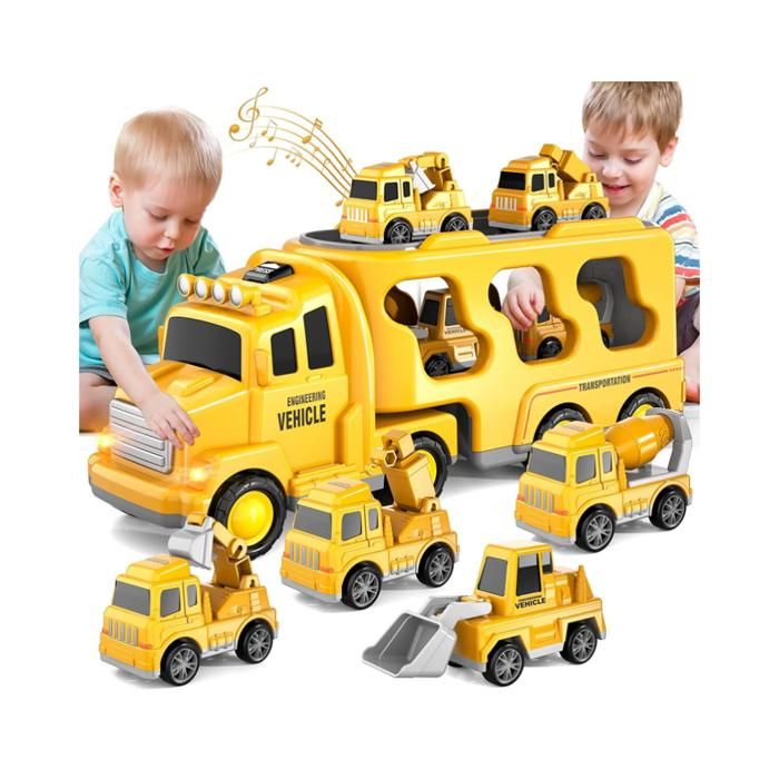 Camion de Construction Camion de pompier 5 en 1 Camion Voiture Cadeau Camion de Construction Camion de pompier 5 en 1 Camion Voiture Cadeau