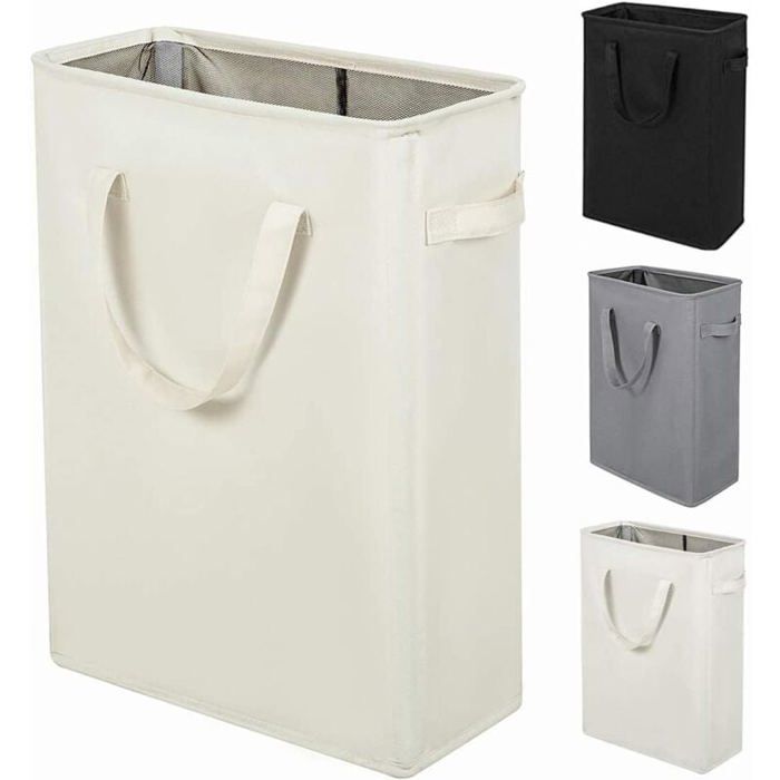 Panier à linge pliable - PZCC - 45 l - Beige - Tissu Oxford - Poignées allongées