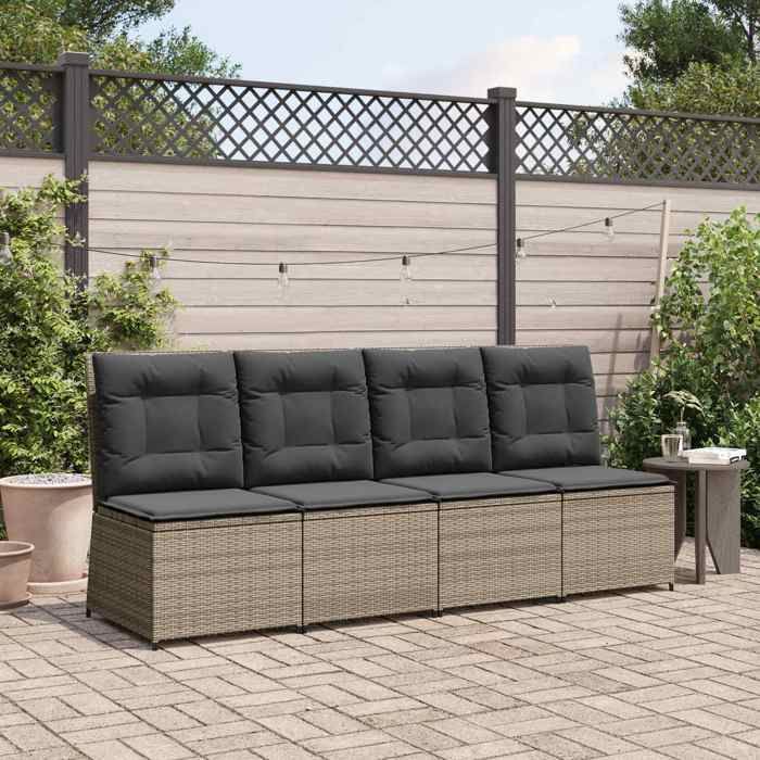 vidaXL Canapé de jardin avec coussin Gris polyrotin 3394478