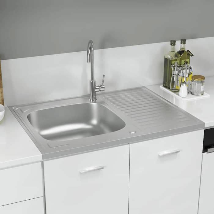 Jeu dévier de cuisine et égouttoir - 1 bac - Bassin à Encastrer - argenté 800x600x155 mm inox - 800x600 mm fr_78259400