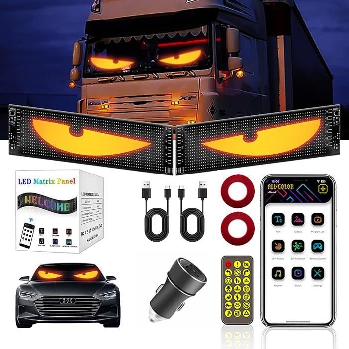 Programmable Led Eye Kit 2 x LED Eyes for Trucks, 70 x 173 mm Devil Eyes for Cars, Programmable ...