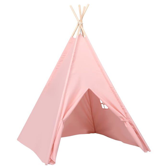 Tipi pour enfants - vidaXL - 120x120x150 cm - Rose - Microfibre peach skin - Cadre en bois de pin - Fenêtre latérale