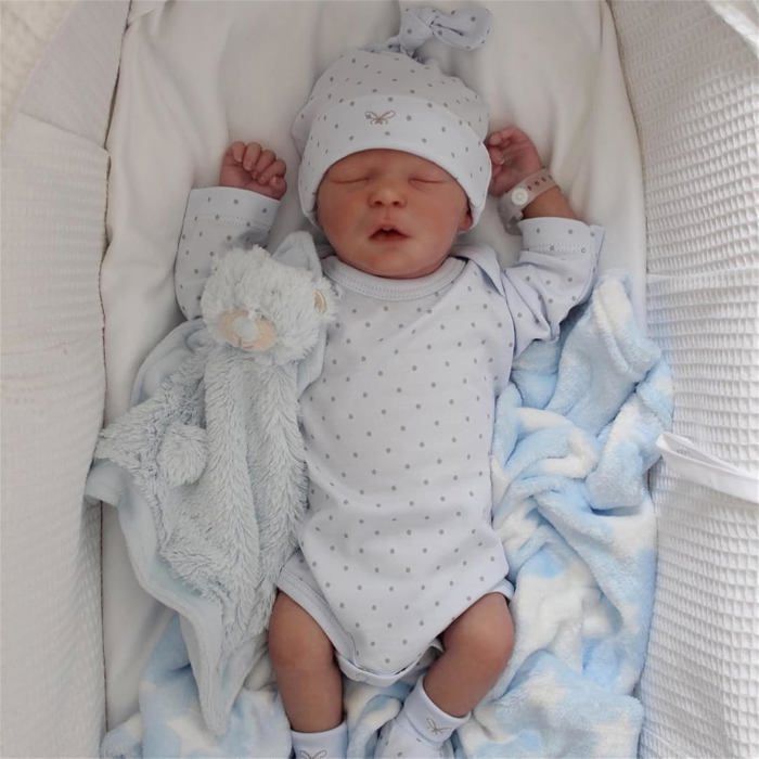 Poupée bébé réaliste en vinyle - Nouveau-né plus vrai que nature - Fait main - Cadeau de Noël idéal pour les enfants - 43 cm - mâl