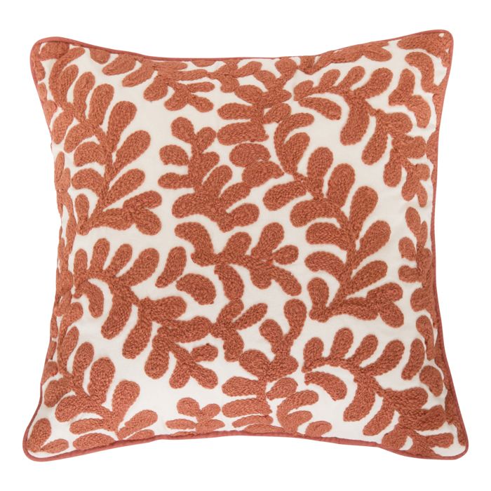 Housse de coussin en coton motif végétal Terracotta 40x40 cm
