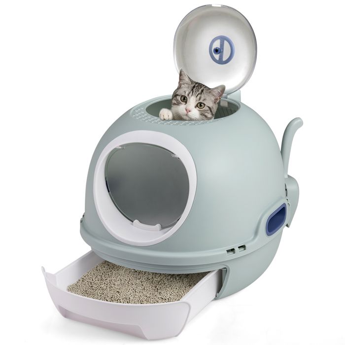 Bac à Litière pour Chat Petits et Moyens COSTWAY Style Hélicoptère Fermé Couvercle Dessus Rabattable Pelle Incluse Tiroir Bleu Bac à Litière pour Chat Petits et Moyens COSTWAY Style Hélicoptère Fermé Couvercle Dessus Rabattable Pelle Incluse Tiroir Bleu