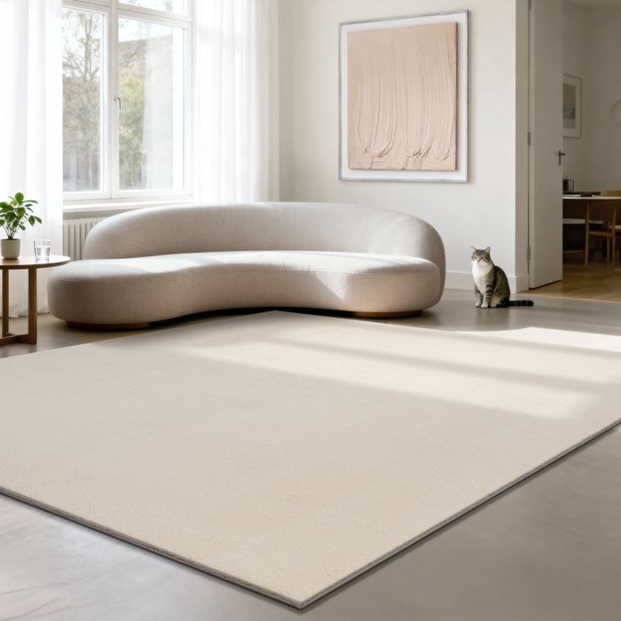 the carpet Relax tapis moelleux à poils courts antidérapant lavable à 30 degrés Beige 240 x 240 cm Carré
