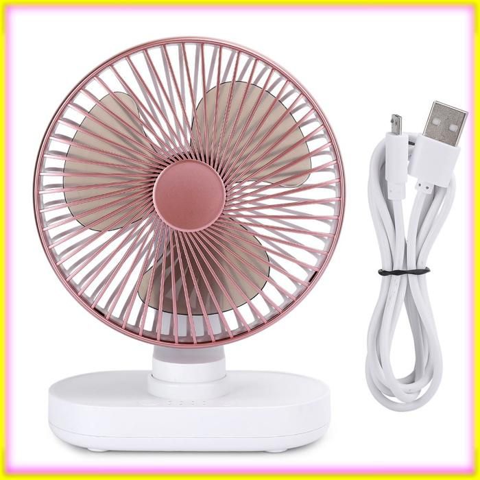 keenso Ventilateur de bureau USB Rose Gold USB Desktop Fan Mini 4‑Speed Small Rechargeable Home informatique ordinateur Or Rose
