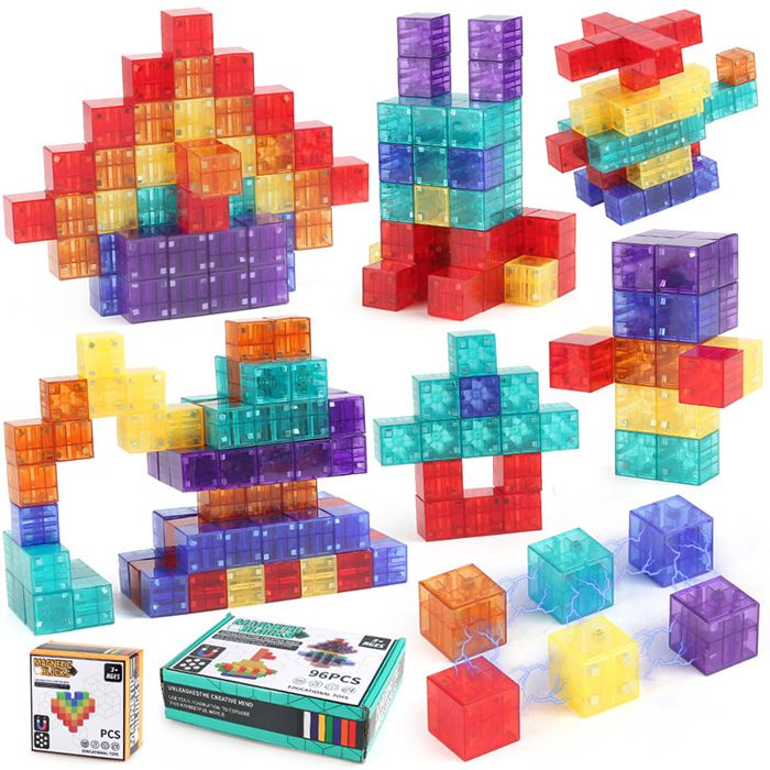 Blocs de construction magnétiques transparents (96pièces), jouet ...