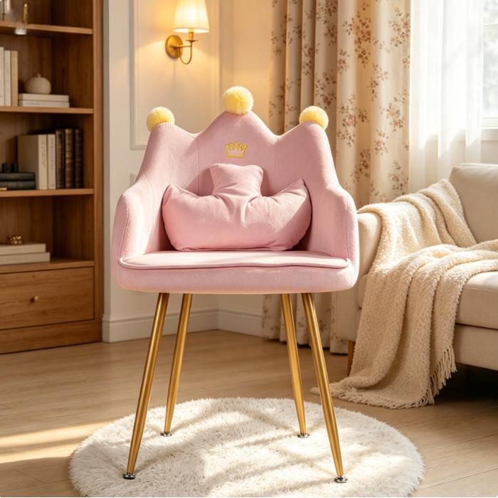 Chaise de maquillage - Chaise Couronne - Accroupiers ergonomiques - assise large-Rose