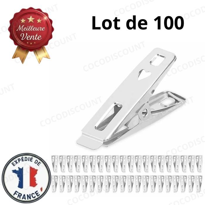 Cobye- 100 Épingles à Linge en Métal Inox Antirouille – Pinces à Linge Robustes Coupe-Vent – pour Chaussettes Vêtements et Séchage
