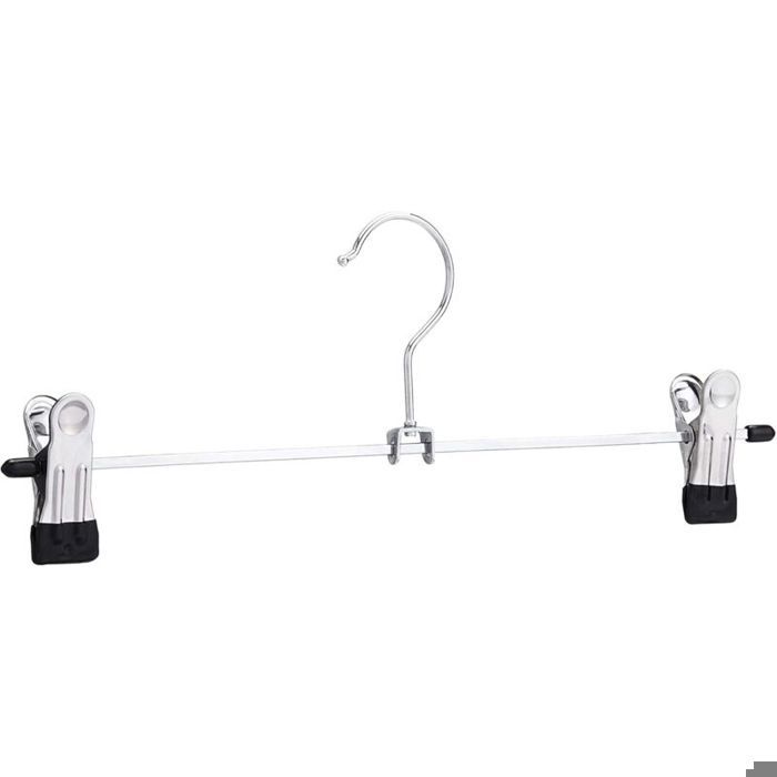 Cintres à pinces en métal avec deux pinces silicone pour éviter le glissement adaptés aux pantalons et aux jupes lot de 20.