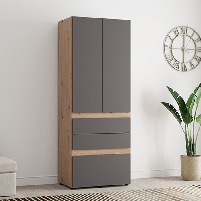 Armoire 2 Portes Venas Dmora en Bois Mélaminé Noir Anthracite 79x208h cm Armoire 2 Portes Venas Dmora en Bois Mélaminé Noir Anthracite 79x208h cm
