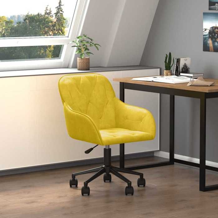 Jaune Fauteuil de Bureau- JILLES® Chaise pivotante de bureau - Jaune Velours 56x61x(78-86)cm MEU7318399116215