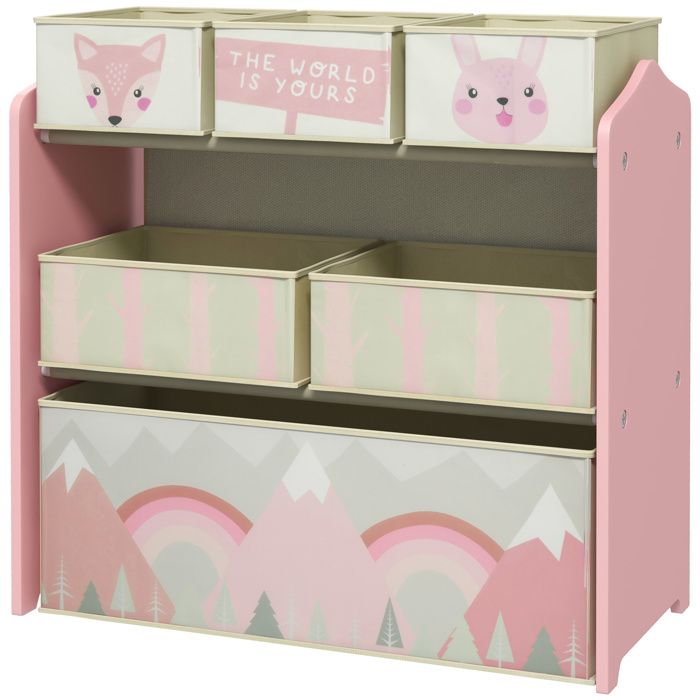 LIA Meuble enfant 6 boîtes tissu organisateur jouets 63x30x66cm