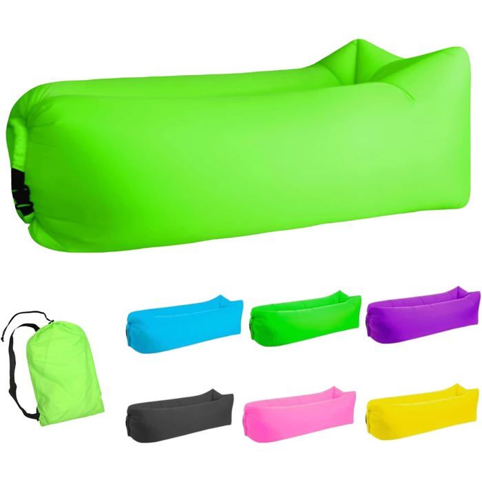 Chaise longue gonflable - PZCC - 200×70 Polyester 190T - Étanche - Gonflage sans pompe - Support 450 lb