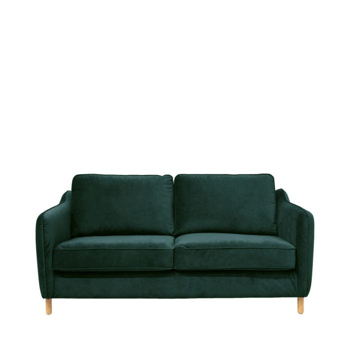 Vornay - Canapé convertible express 2 places en velours - Vert eucalyptus