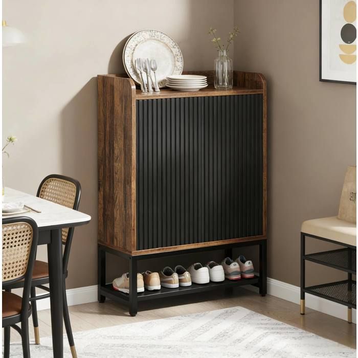 Meuble à Chaussures d’Entrée 5 Niveaux avec Portes à Ouverture par Pression Style Vintage 73 × 35 × 105 5 cm - UVRION