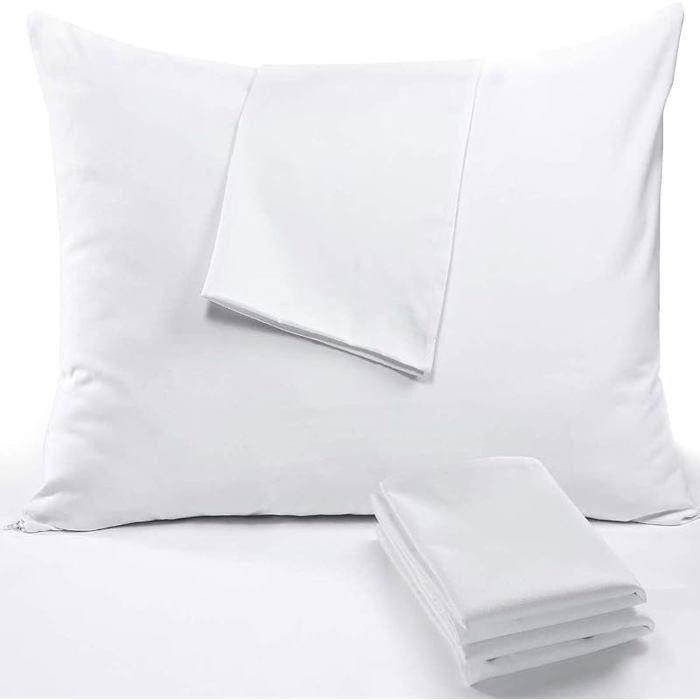 Protege Oreiller 65x65cm Lot de 2 Impermeable Taie Oreiller avec Une Fermeture Ecir Respirant 100% Polyester 65x65cm
