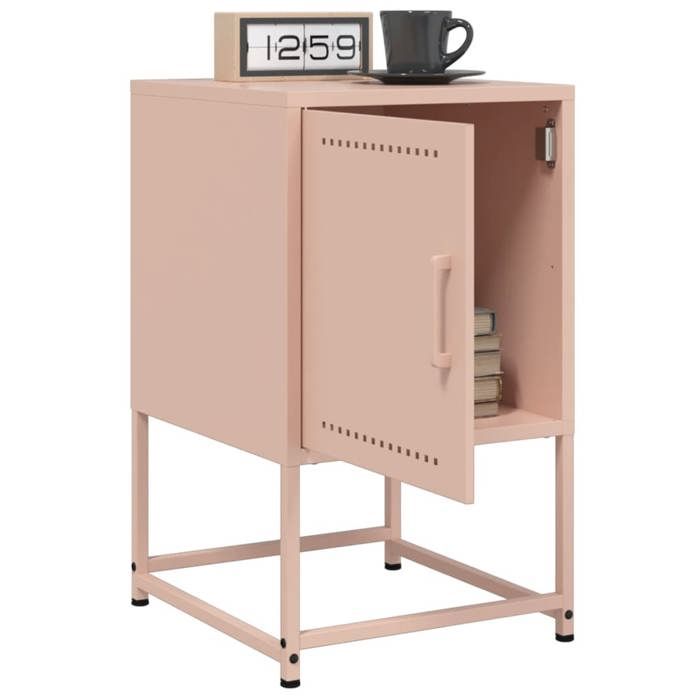 Cabinet de Lit Moderne Rose Table de chevet/nuit avec rangement rose 36x39x60 5 cm acier CC3790
