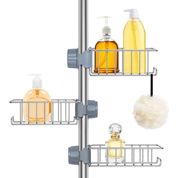 3PCS Étagère Douche S Percage Étagère Salle de Bain Inoxydable Suppt de Gel Douche Antirouille s Perçage pour  FLEXIBLE DE DOUCHE