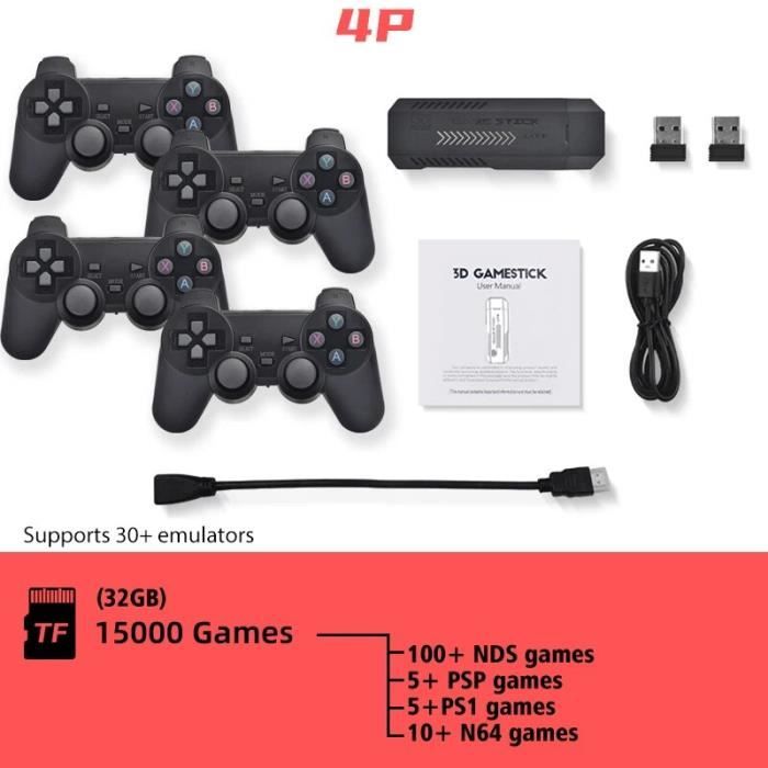 Console Portable Rétro BINZHIGE R36S - 15000+ Jeux Préinstallés, écran IPS 3.5 Pouces, 64 Go, Noir Translucide