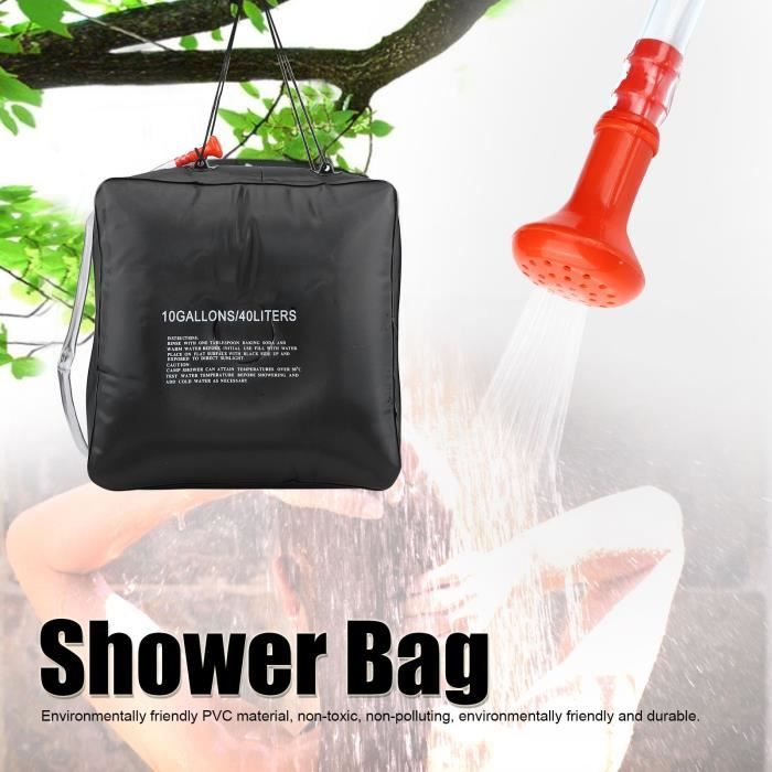 Douche Solaire De Camping 40 L – Jusqu’à 45°C, Avec Tuyau Et Pommeau – Idéal Pour Randonnée, Plage, Pêche