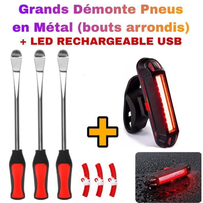 Grand démonte pneus en métal pour vélo / électrique BOUTS ARRONDIS + LED HAUTE