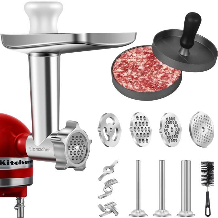 Accessoire broyeur pour mélangeur KitchenAid 3 tubes et supports de remplissage de saucisses 4 disques 2 lames presse à hamburge
